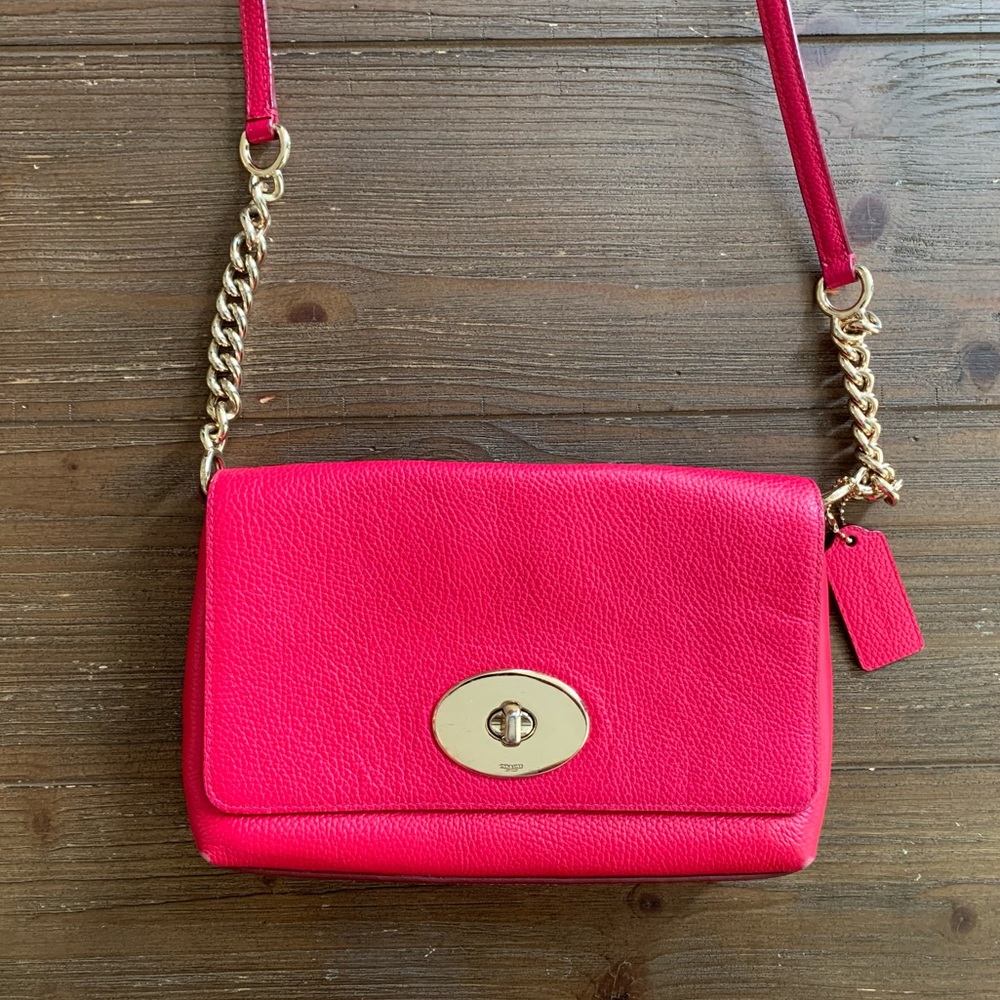 COACH - Hot pink & gold cross body purse